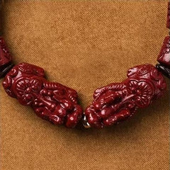 Pulsera cinabrio/Dos Pixiu/Mantra de seis caracteres