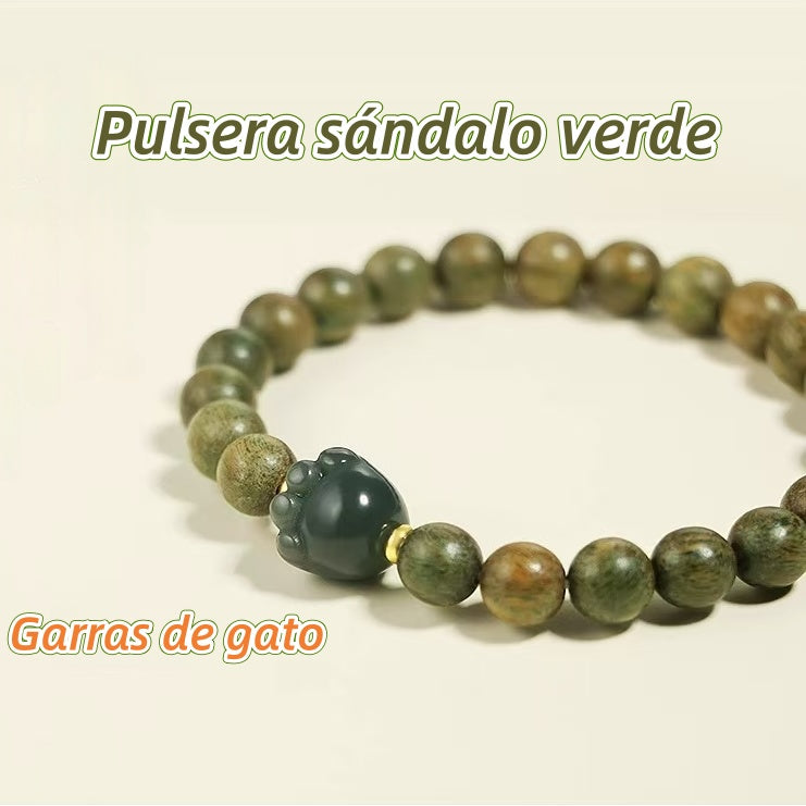 Pulsera sándalo verde/Garra de gato