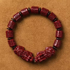 Pulsera cinabrio/Dos Pixiu/Mantra de seis caracteres