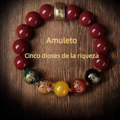 Cinnabar Bracelet/ Amulet/ Five Gods of Wealth