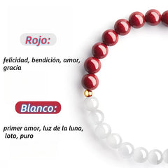 Pulsera de cinabrio y cuentas blancas